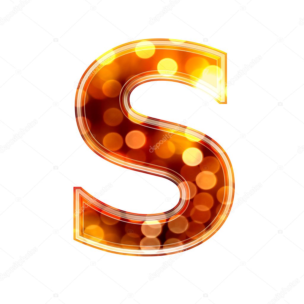 3d letter with glowing lights texture - S