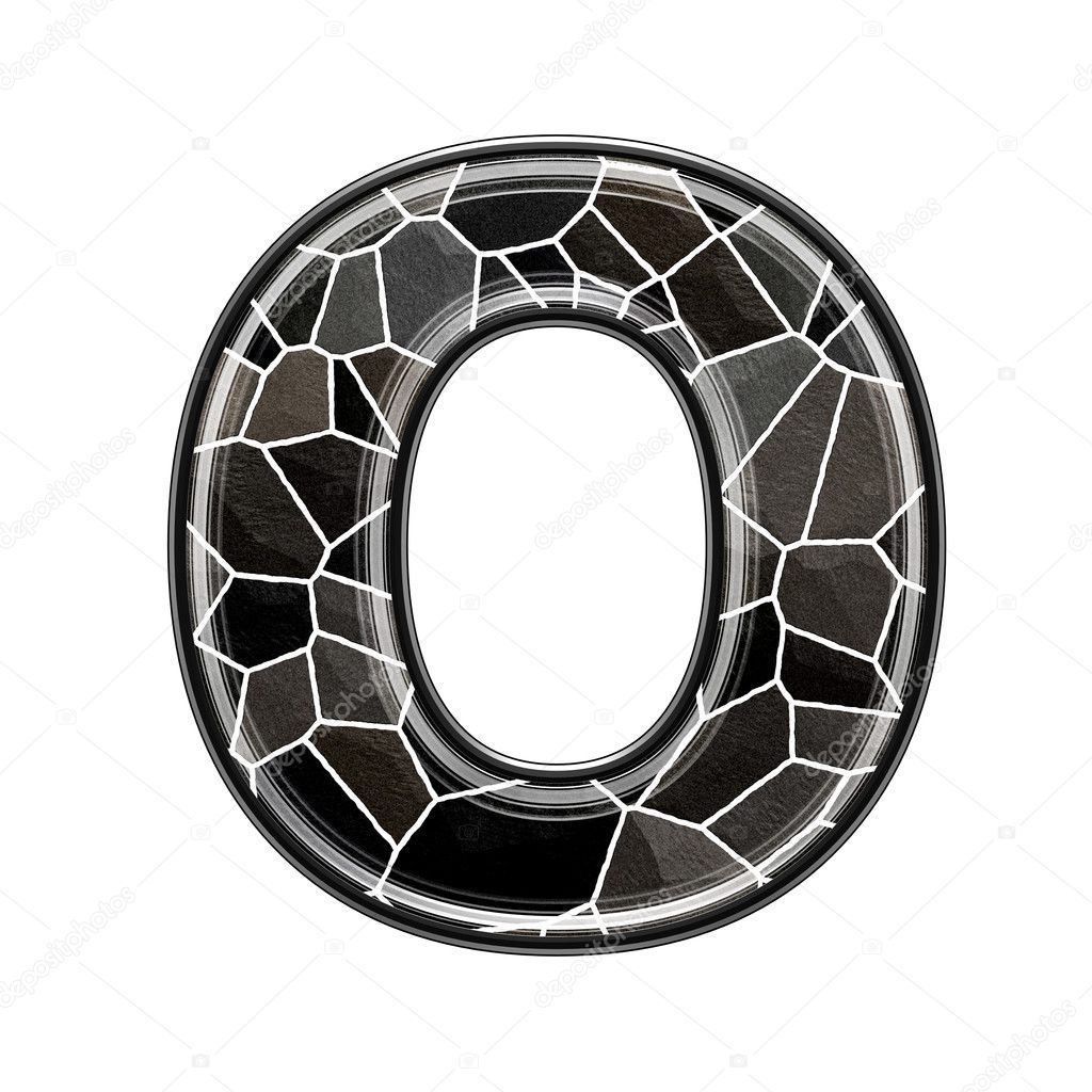 Abstract 3d letter with stone wall texture - O