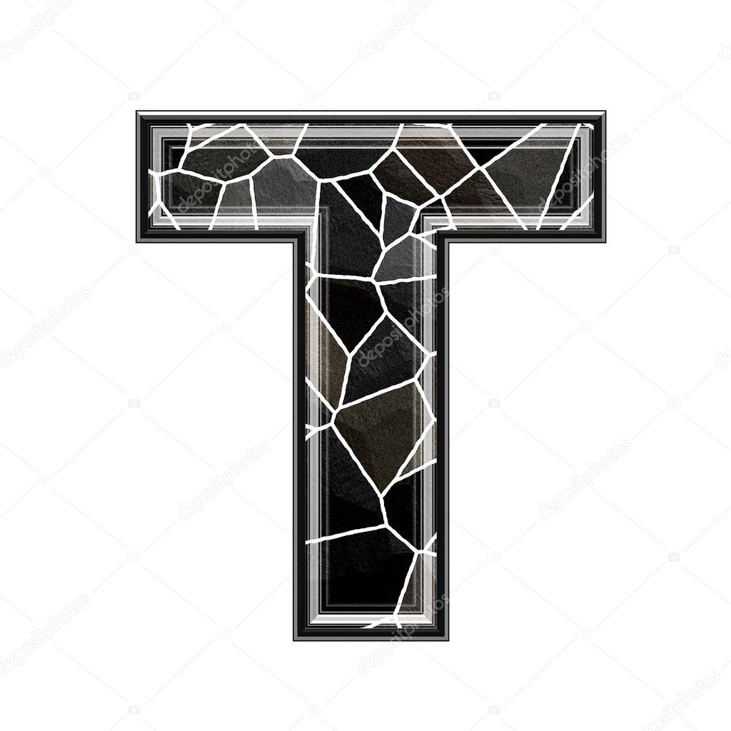 Abstract 3d letter with stone wall texture - T