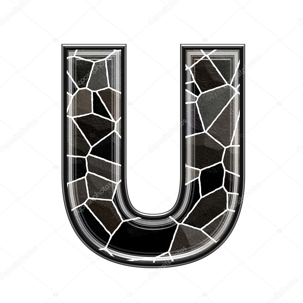 Abstract 3d letter with stone wall texture - U
