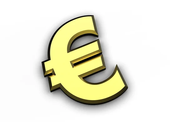 Símbolo dorado del euro aislado sobre un fondo blanco — Foto de Stock
