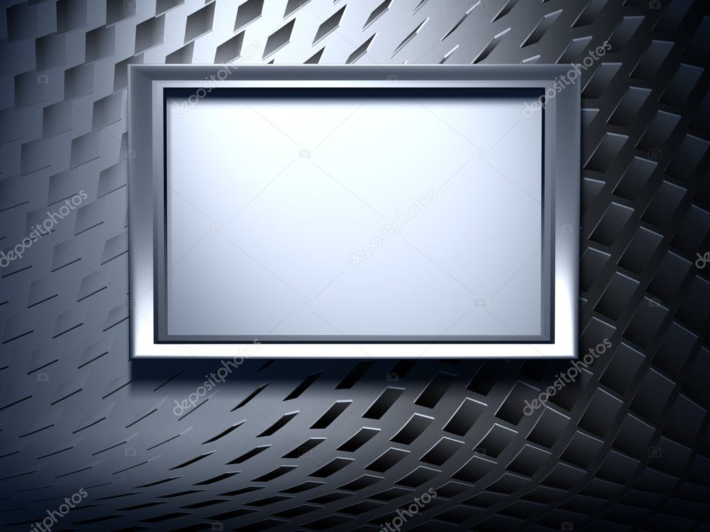 Blank metal frame on abstract background