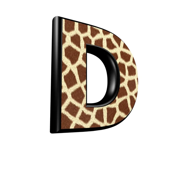 3d letter met giraffe bont textuur - D — Stockfoto