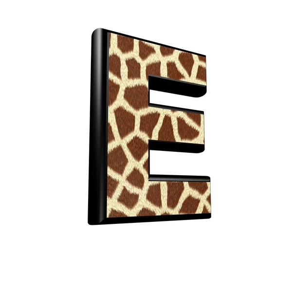 Lettre 3d avec texture de fourrure de girafe - E — Photo