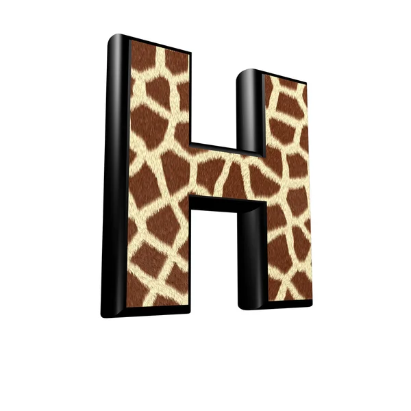 3d letter with giraffe fur texture - H — Stock Photo, Image