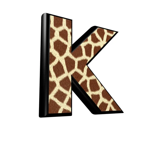 3D písmeno se žirafí kožešinou - K — Stock fotografie