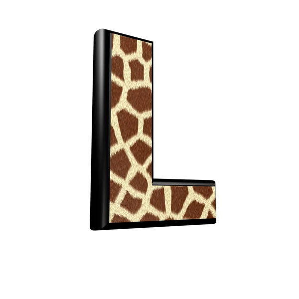 Lettre 3d avec texture de fourrure de girafe - L — Photo