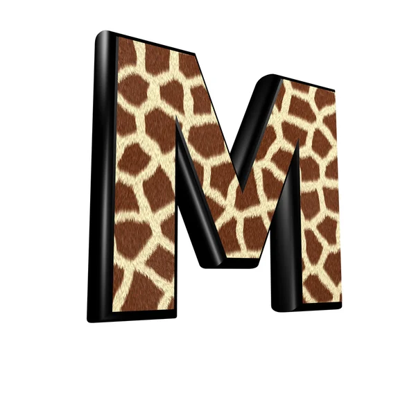 3D-bokstav med giraffpälsstruktur - M — Stockfoto