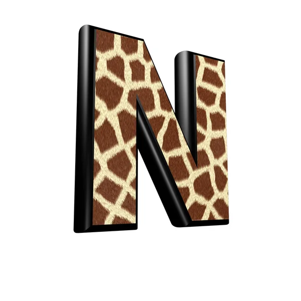 3D písmeno se žirafí kožešinou - N — Stock fotografie