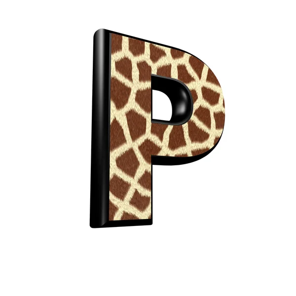 3d letter with giraffe fur texture - P — Stock Photo, Image