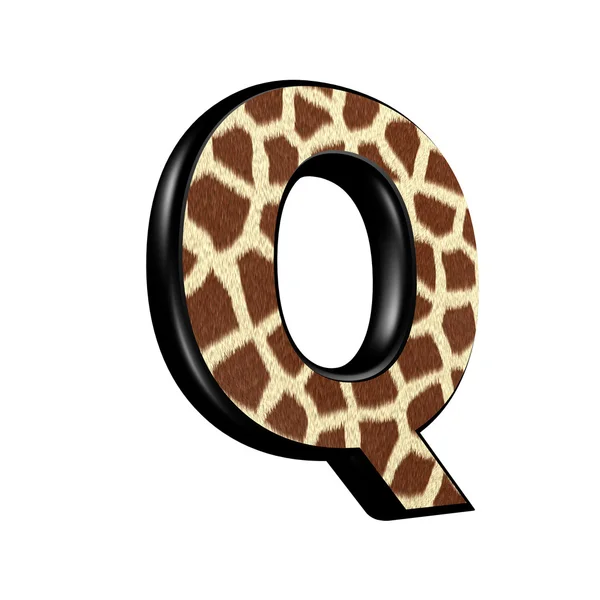 3D-Buchstabe mit Giraffenfell Textur - q — Stockfoto