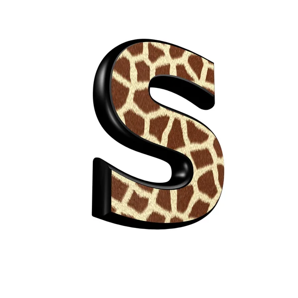 3D-Buchstabe mit Giraffenfell Textur - s — Stockfoto