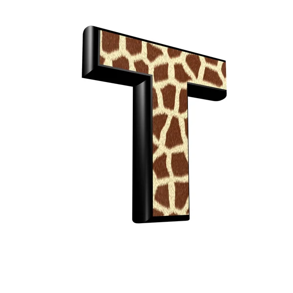 3D-Buchstabe mit Giraffenfell Textur - t — Stockfoto