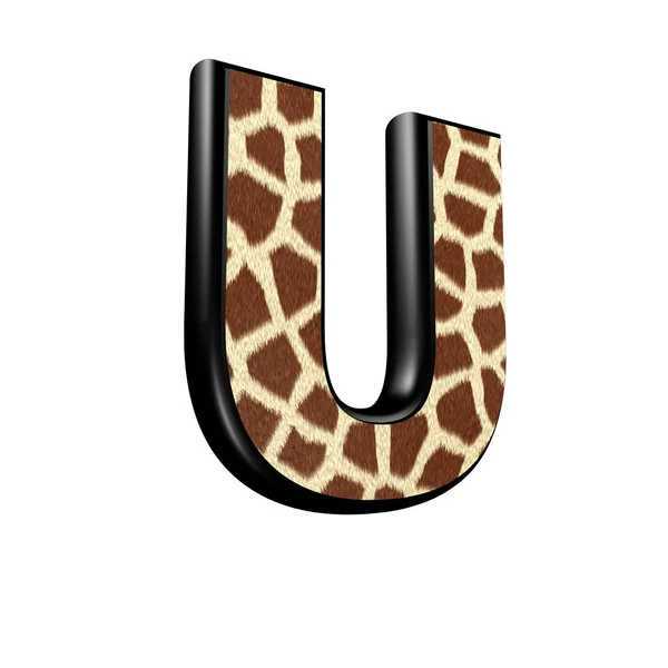 3d letter with giraffe fur texture - U — Stock Photo, Image
