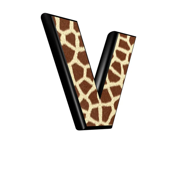 Lettera 3d con trama giraffa pelliccia - V — Foto Stock