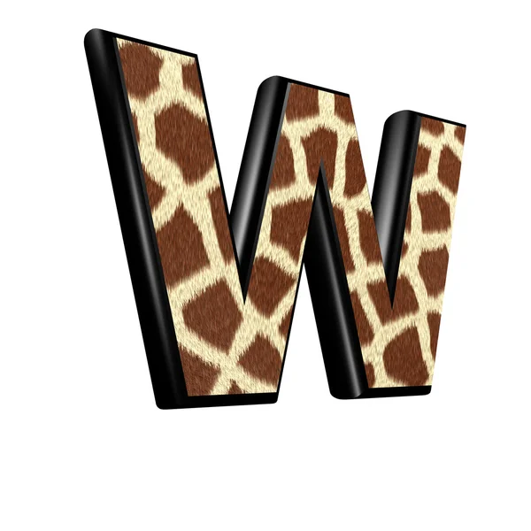Lettre 3d avec texture de fourrure de girafe - W — Photo