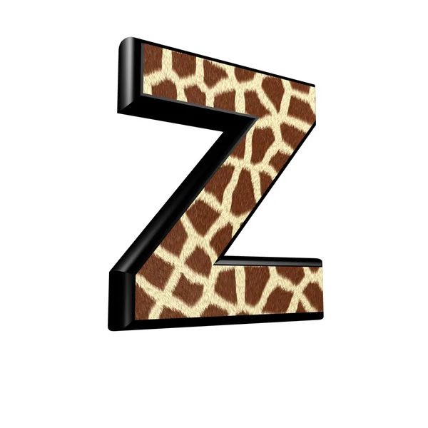 与长颈鹿皮毛纹理-3d 字母 z — 图库照片