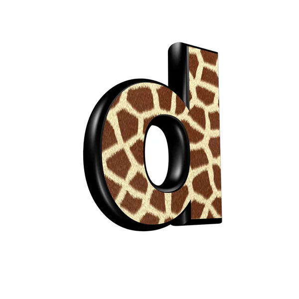 3D písmeno se žirafí kožešinou - D — Stock fotografie