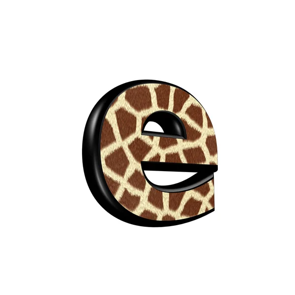 3d letter met giraffe bont textuur - E — Stockfoto