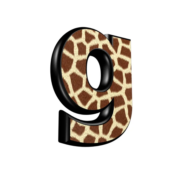 3d letter met giraffe bont textuur - G — Stockfoto