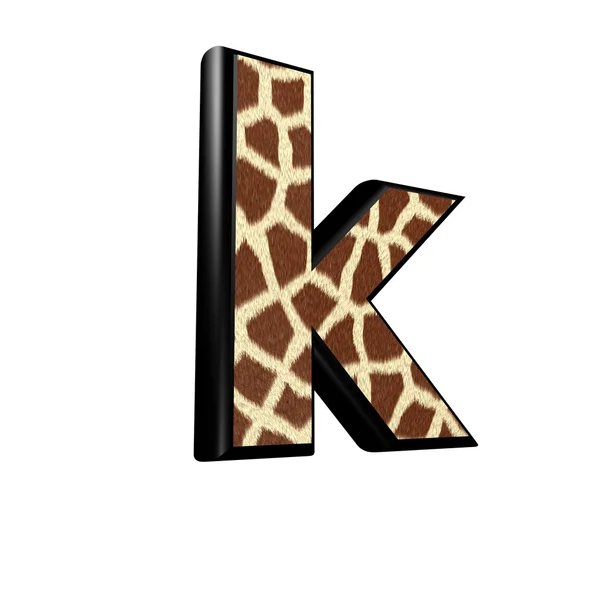 3D-Buchstabe mit Giraffenfell Textur - K — Stockfoto