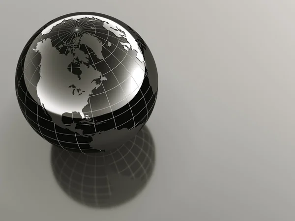 3D-aarde op reflecterende achtergrond — Stockfoto
