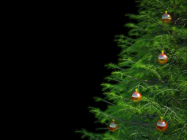 Kerstboom op zwarte achtergrond — Stockfoto