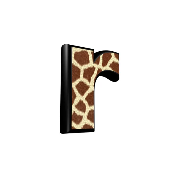 3D-Buchstabe mit Giraffenfell Textur - r — Stockfoto
