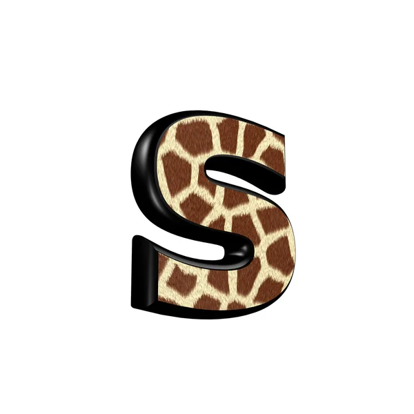 Трехмерная буква с текстурой жирафа - S — стоковое фото