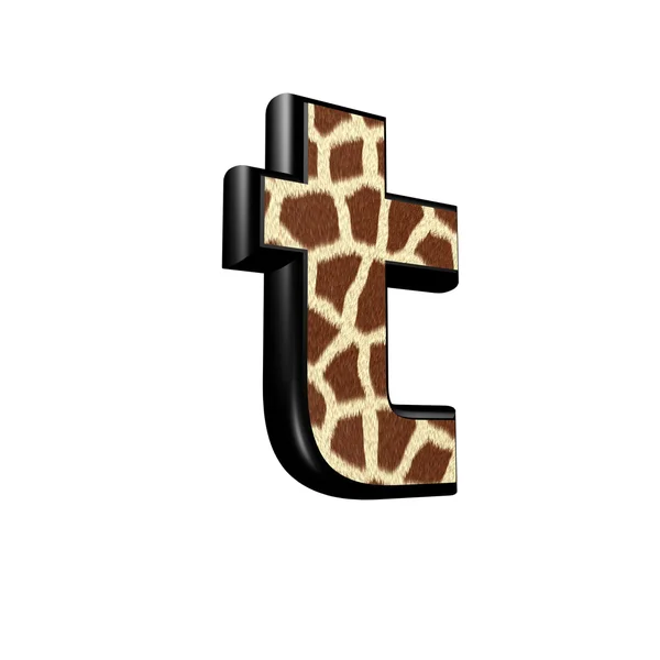 Lettre 3d avec texture de fourrure de girafe - T — Photo