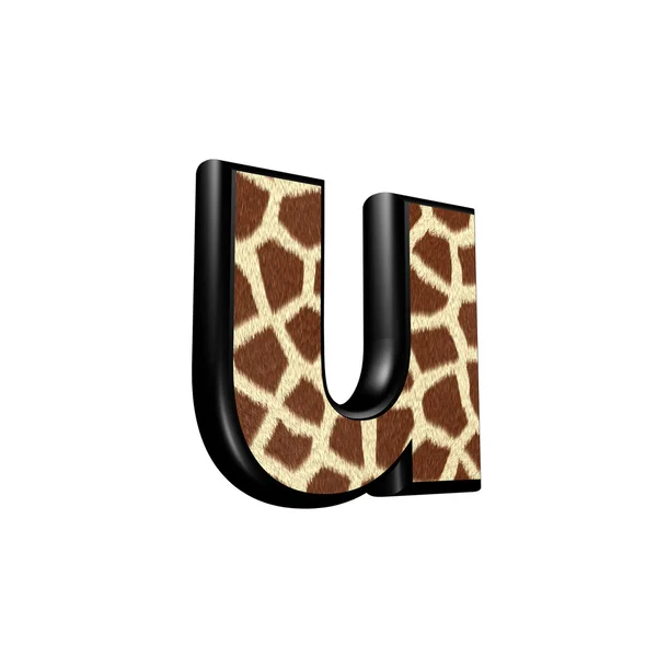 Трехмерная буква с текстурой жирафа - U — стоковое фото