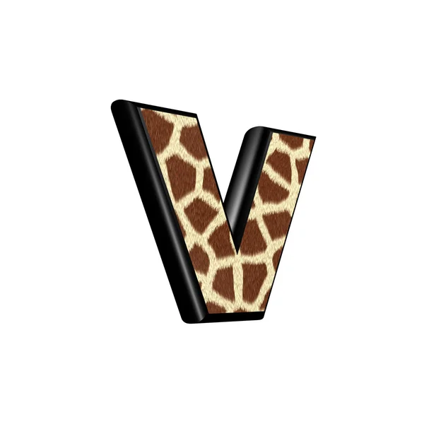Трехмерная буква с текстурой жирафа - V — стоковое фото