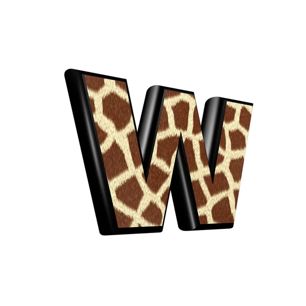 Litery 3D z żyrafa futrami tekstury - w — Zdjęcie stockowe
