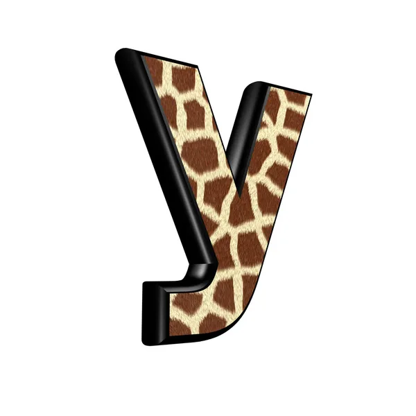 与长颈鹿皮毛纹理-3d 字母 y — 图库照片