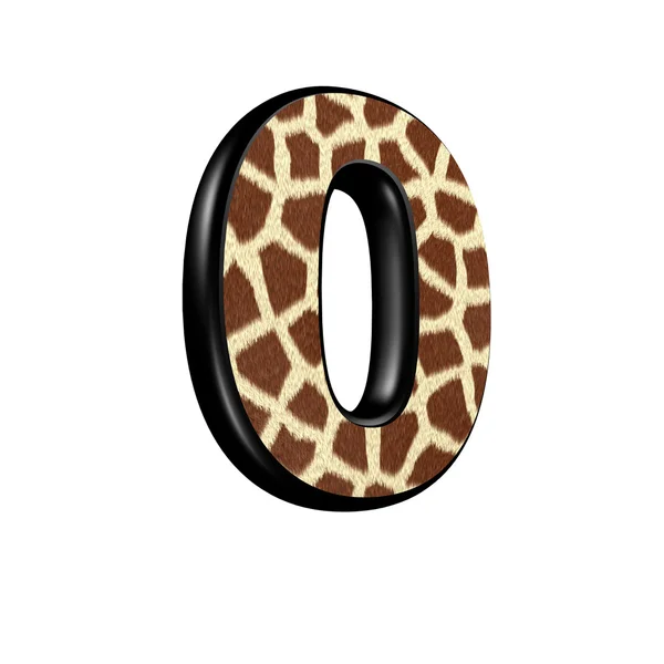 3d digit with giraffe fur texture - 0 — Stock Photo, Image
