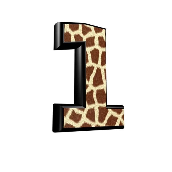 3d digit with giraffe fur texture - 1 — Stock Photo, Image