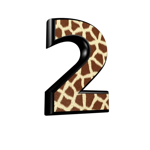 3d digit with giraffe fur texture - 2 — Stock Photo, Image