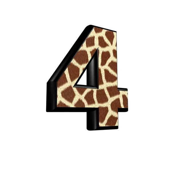 3D číslice s žirafa kožešinové textury - 4 — Stock fotografie