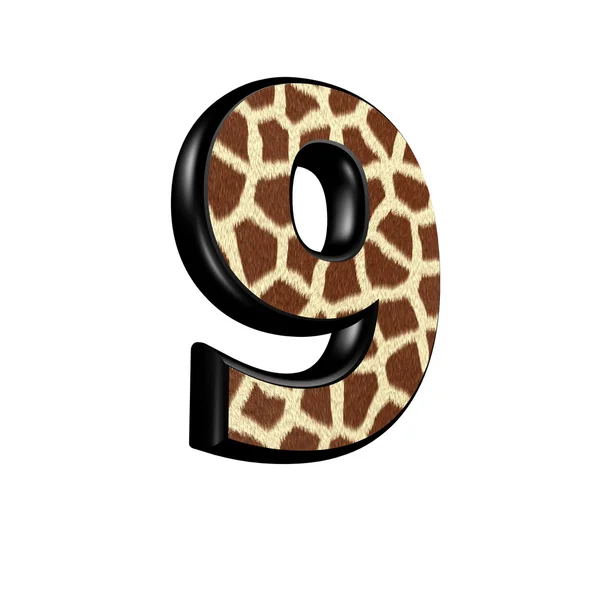 3d dígito con textura de piel de jirafa - 9 — Foto de Stock