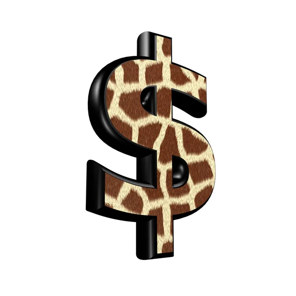 3d dollar currency sign with giraffe fur texture — Stock Photo, Image