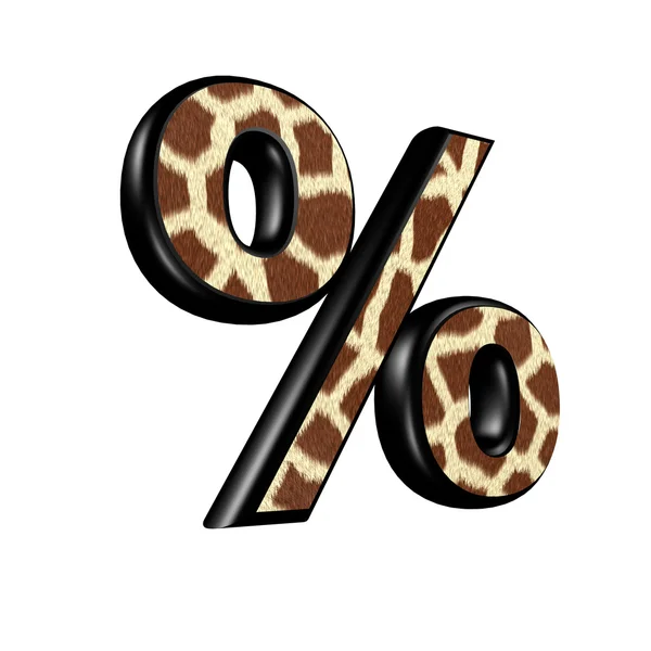 3d percent sign with giraffe fur texture — Stock Photo, Image