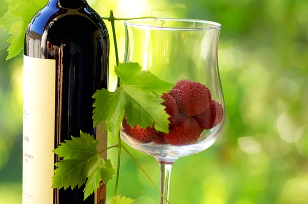 Красное вино и красные плоды . — стоковое фото