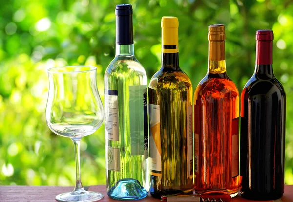 Variedade de garrafas de vinho portuguesas . — Fotografia de Stock