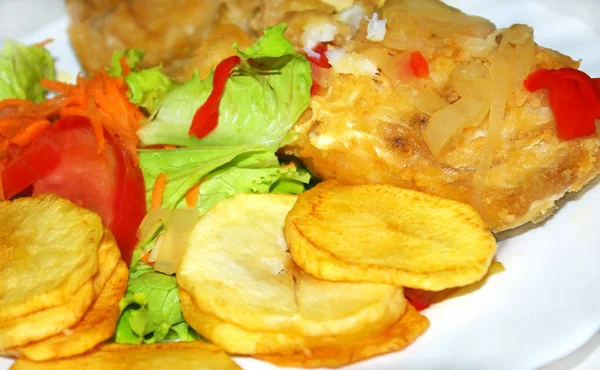 stock image Portuguese plate of salted codfish.