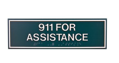 911 assistance sign with braille clipart