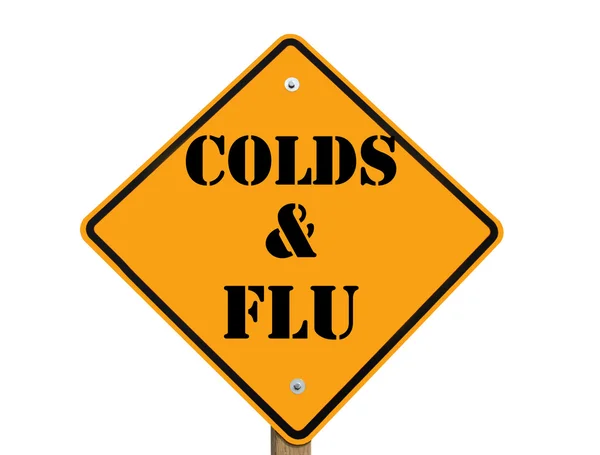 Signo de advertencia de resfriados y gripe —  Fotos de Stock