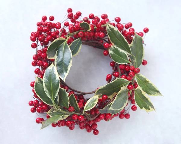 Christmas wreath with holly berries — Stock Photo, Image
