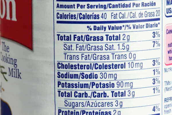 stock image Nutrition label