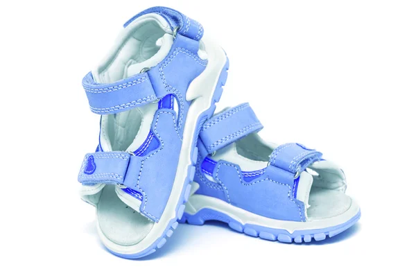 Modré dětské sandály — Stock fotografie