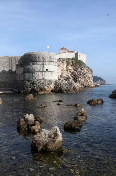 Dubrovnik cidade velha muralhas detalhe. Fortaleza — Fotografia de Stock